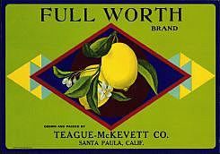 #LC081 - Full Worth Lemon Crate Label