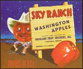 #LC070 - Sky Ranch Apple Crate Label with Apple Head Cowboy