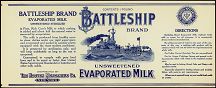 #ZLCA044 - Battleship Brand Unsweetened Evaporated Milk Label
