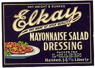 #ZBOT017 - Group of 2 Elkay Mayonnaise Salad Dressing Labels