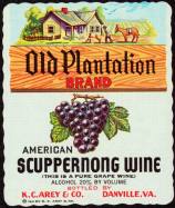 #ZLW024 - Old Plantation American Scuppernong Wine Label