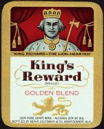 #ZLW040 - King's Reward Grape Wine Label - Richard the Lion Hearted