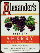 #ZLW045 - Alexander's American Sherry Wine Label