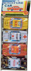 #TY139 - Pack of 4 Larger Tin Litho Japanese Emergency/Utility Cars
