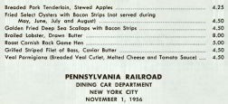ZZCA031  - Pennsylvania Railroad Menu Sheets
