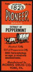 #ZBOT075- Pioneer Extract of Peppermint Bottle Label