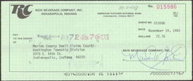 #ZZZ015 - RC Nehi Beverage Company Check