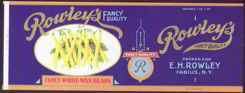 #ZLCA122 - Heavily Embossed and Gilded Rowley's Fancy Whole Waxed Bean Can Label