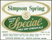 #ZLS102 - Simpson Spring Pale Dry Ginger Ale Soda Bottle Label