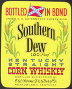 #ZLW092 - Southern Dew Corn Whiskey Label with Confederate Flag - Large Version