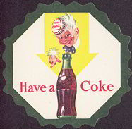 #CC187 - Coca Cola Coaster with Sprite Boy Pointing at a Bottle