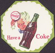 #CC188 - Coca Cola Coaster with Sprite Boy Tipping His Bottle Cap Hat