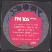 #MUSIC052  - 1981 Styx Radio Promo Commemorative OTTO Backstage Pass - FM 105 WKLC