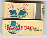 #TM032 - Unused Front Cover M & M Restaurants Matches