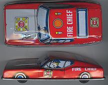 #TY102 - Tin Toy Friction Ford Mustang Fire Chief Car