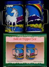 #MS062 - Novelty Unicorn and Rainbow Salt and Pepper Shakers in Box 