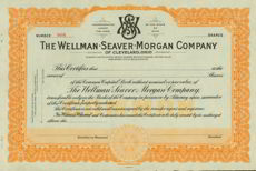 #ZZCE019 - Rare Wellman-Seaver-Morgan Stock Certificate