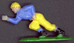 #BA065 - Hand Painted C.M.V. Blue and Yellow Hard Plastic Football Player Figure