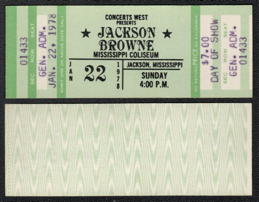 ##MUSICBPT0078 - 1978 Jackson Browne Concert Ticket