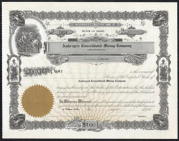 #ZZStock107 - Unissued Stock Certificate from the Ambergris Consolidated Mining Company