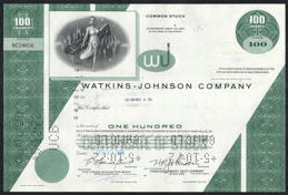 #ZZStock112 - Watkins-Johnson Company Stock Certificate