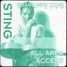 ##MUSICBP0298  - 1999 Sting Brand New Tour All Area Access OTTO Backstage Pass
