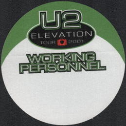 ##MUSICBP0707 - U2 Cloth Working Personnel Backstage Pass from the 2001 Elevation Tour
