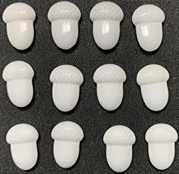 #BEADS1070 - Group of 12 16mm White Acorn Glass Cabochons