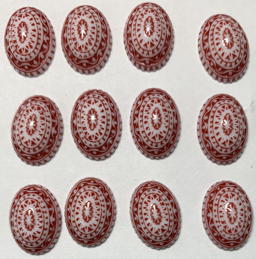#BEADS1069 - Group of 12 14mm Plastic Red and White Cabochons