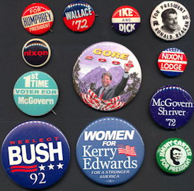 #PL343.1 - Group of 12 Different Presidential Election Pinbacks