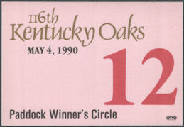 ##MUSICBP2038 - 1990 OTTO Cloth Backstage Pass for the Winner's CIrcle at the Kentucky Oaks