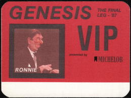 ##MUSICBP0759 - Genesis OTTO Cloth VIP Backstage Pass from the 1987 Invisible Touch Tour - Ronald Reagan