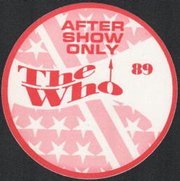 ##MUSICBP0168.5  - 1989 The Who Tour OTTO Cloth After Show Only Backstage Pass - The Kids are Alright Tour