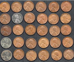 #WPENNY0002 -  Complete Set of 1940 -1949 P,D,S Lincoln Wheat Penny Cents 30 Coins - Nice Collection