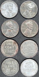 #WPENNY0005 -  Group of Four 1943 Steel Wartime Rust Pennies - "Battlefield Pennies"