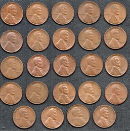 #WPENNY0004 -  Complete Set of 1950 -1958 P,D,S Lincoln Wheat Penny Cents 24 Coins - Nice Collection