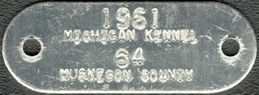 #MISCELLANEOUS383 - Silver 1961 Michigan Metal Dog Tag License