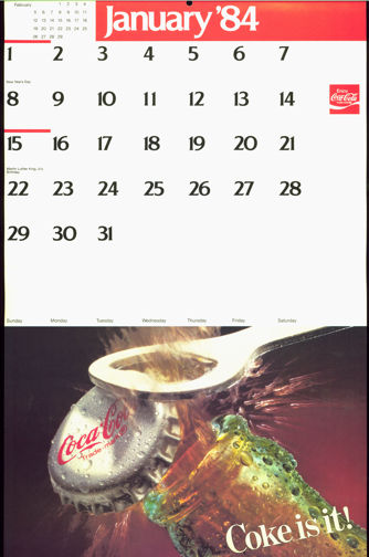 #CC390 - Unused 1984 Coca Cola Calendar