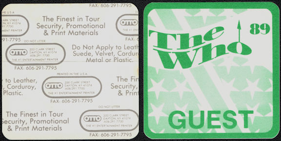 ##MUSICBP0200 - The Who OTTO Cloth Guest Backstage Pass from the 1989 The Kids are Alright Tour