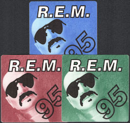 ##MUSICBP0716  - Group of 3 Different R.E.M. OTTO Cloth Backstage Passes from the 1995 Monster Concert Tour