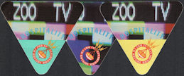 ##MUSICBP0326 - Group of 3 Different Colored OTTO Cloth U2 Hospitality Backstage Passes from the 1992/93 Zoo TV Tour