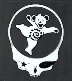 ##MUSICGD2074 - White Dancing Bear in Skull Grateful Dead Tour Sticker/Decal