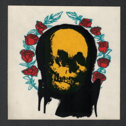 ##MUSICGD2075 - Skull in a Wreath of Roses Grateful Dead Tour Sticker/Decal