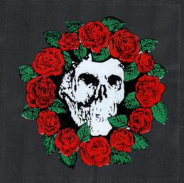 ##MUSICGD2079 - White Skull in a Wreath of Roses Grateful Dead Tour Sticker/Decal