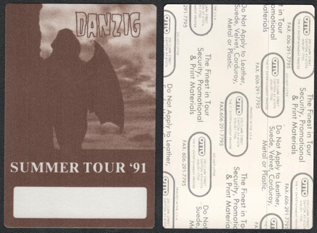 ##MUSICBP2249  - Danzig OTTO Cloth Backstage Pass from the 1991 Summer Tour
