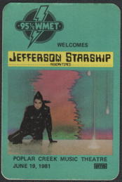 ##MUSICBP2251 - Jefferson Starship OTTO Cloth Radio Station (K-SHE-95) Pass from the 1981 Kiel Auditorium Concert
