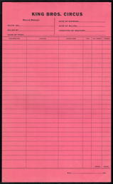 #UPaper229 - King Bros. Circus Route Report Sheet