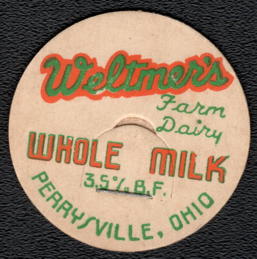 #DC293 - Weltmer's Farm Dairy Milk Bottle Cap - Perrysville, Ohio