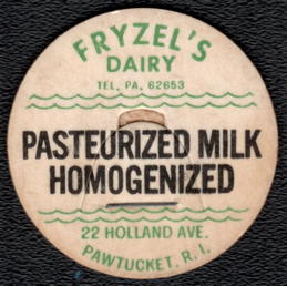 #DC298 - Fryzel's Dairy Milk Bottle Cap - Pawtucket, RI