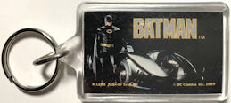 #CH552 - Rare Licensed Batman Keychain with Batman Standing by the Batmobile from the 1989 Movie - Licensed DC Comics